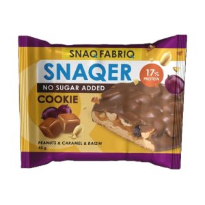snaqer protein cookies 45g with caramel, peanuts and raisins
