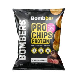 bombbar pro whole grain protein chips 50g grilled steak