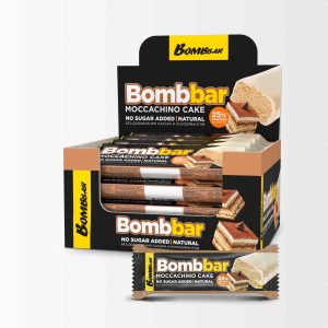 bombbar protein bar with sugar free chocolate moccacino cake