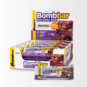 bombbar protein bar with sugar free chocolate chocolate brownie