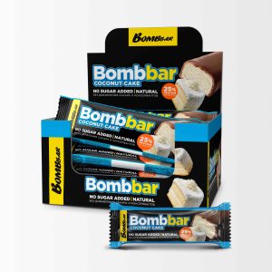bombbar protein bar with sugar free chocolate coconut cake